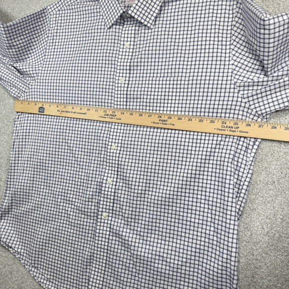 Brooks Brothers Dress Shirt Mens 17.5 33 Blue White Check Non-Iron Traditional - Picture 3 of 6